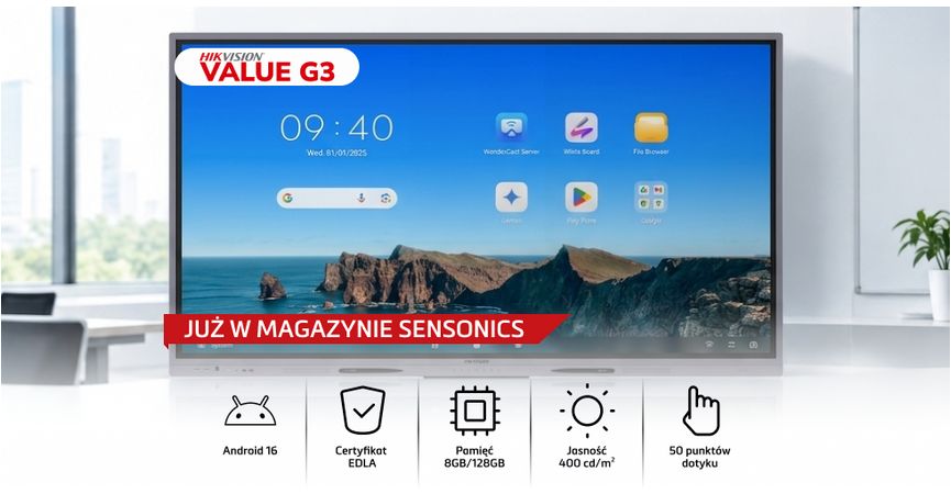 NOWOŚĆ: Hikvision VALUE G3 Android 16/EDLA w magazynie SENSONICS!